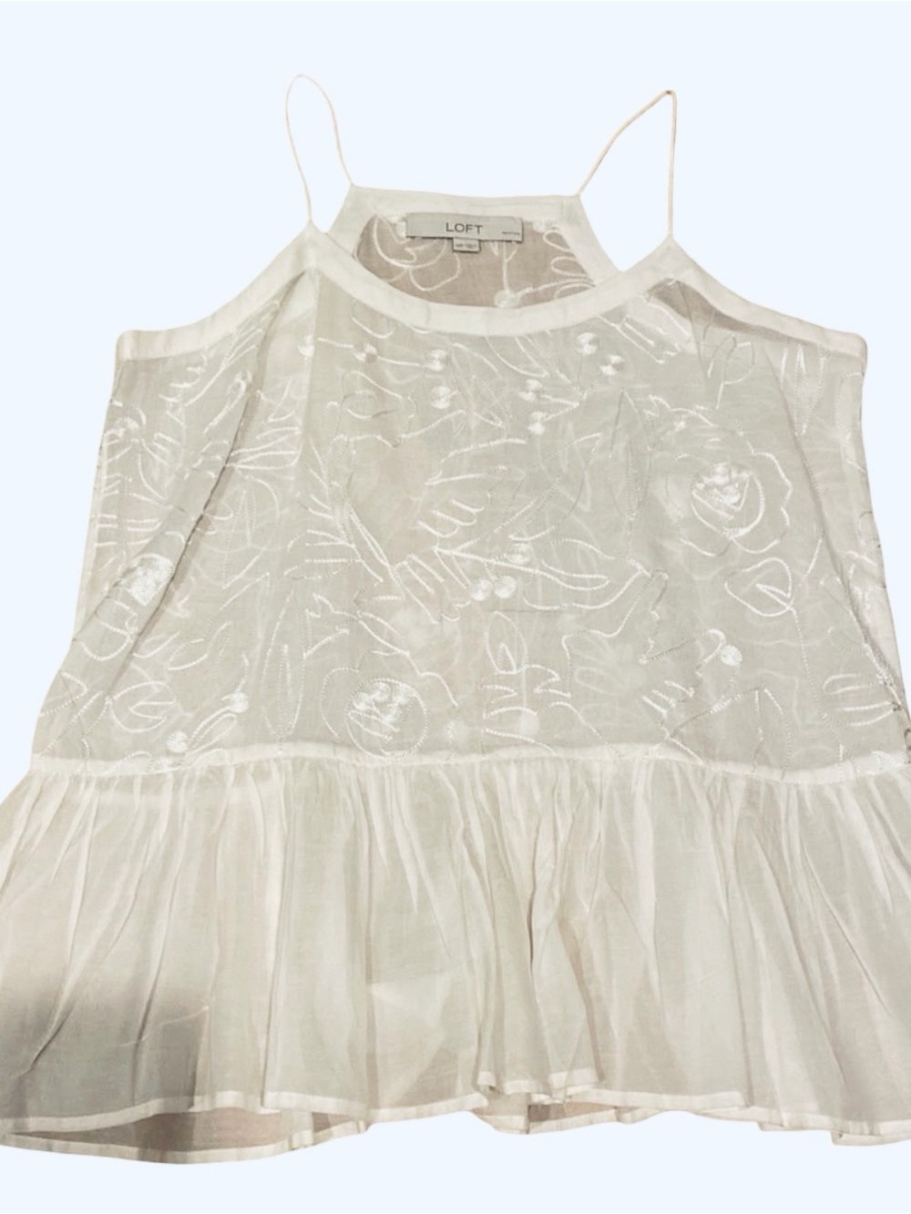 LOFT Girls' White Embroidered Ruffle Dress